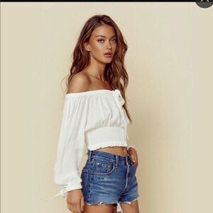 Planet Blue Nova  Swiss Dot Crop Top.